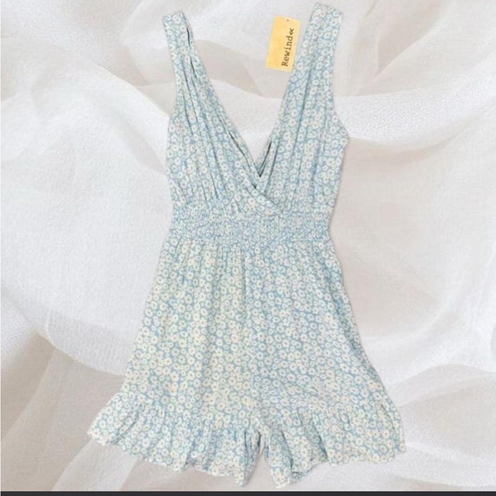 Blue floral romper